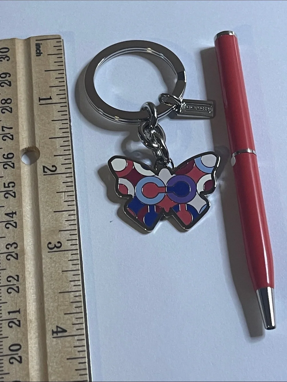 Coach Butterfly C Pattern Keychain and Coach Pen